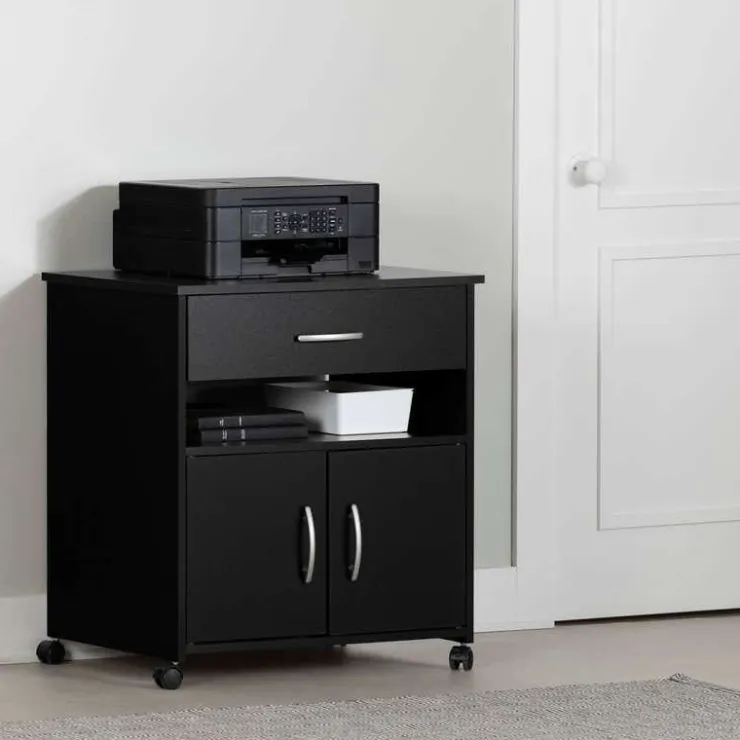 Meubles South Shore Printer Cart on Wheels - South Shore PURE BLACK Clearance