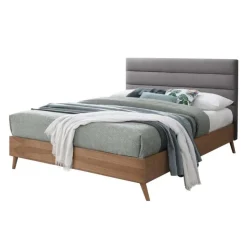 Queen Bed (60") Light grey/French oak Discount