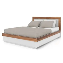Queen Bed (60") WHITE/WALNUT
