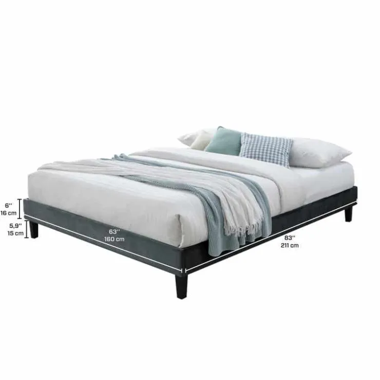 Queen Bed (60") Dark grey Hot