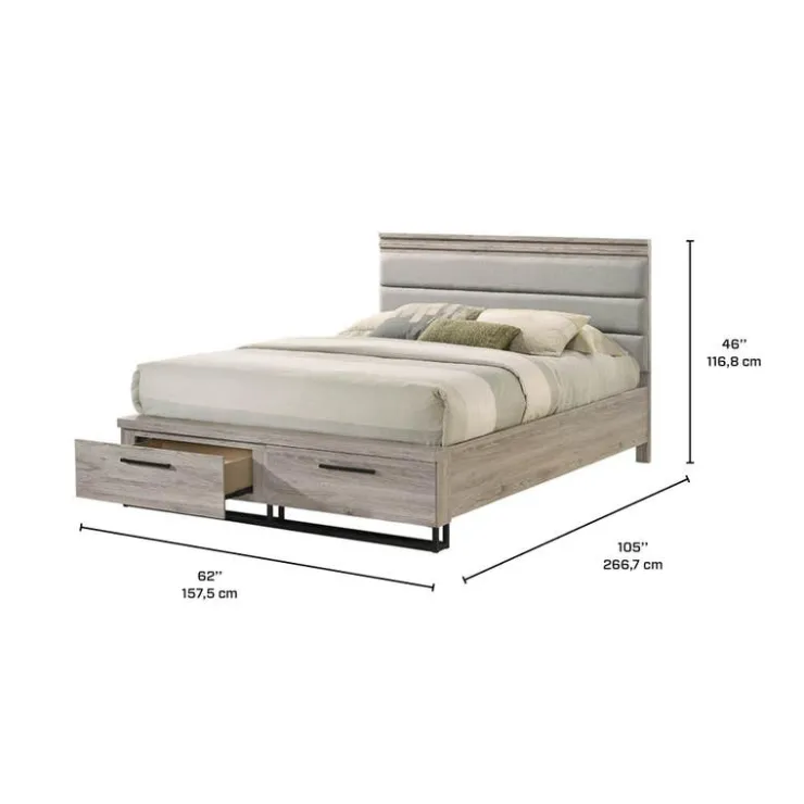 Queen Bed (60") Grey Discount