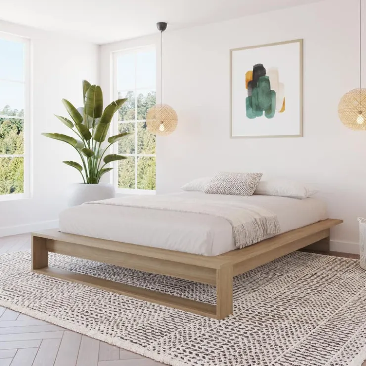 Nexera Queen Bed (60") - Brown Oak New