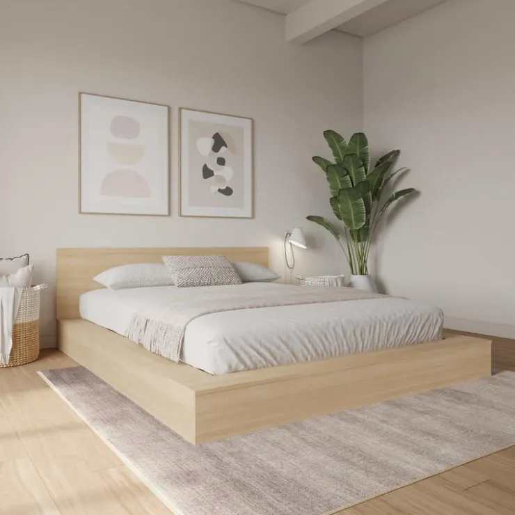 Nexera Queen Bed and Headboard (60") - Natural Blonde Oak Sale