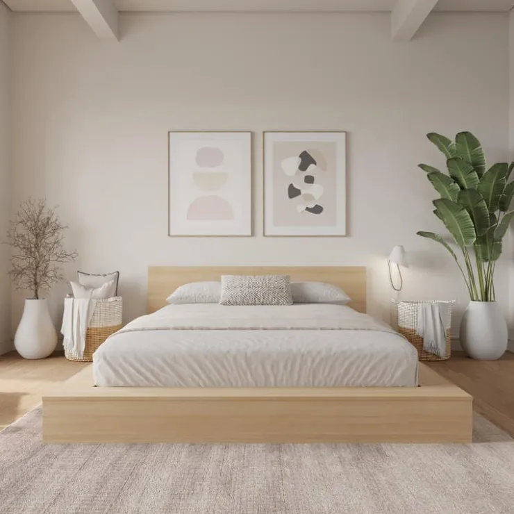 Nexera Queen Bed and Headboard (60") - Natural Blonde Oak Sale