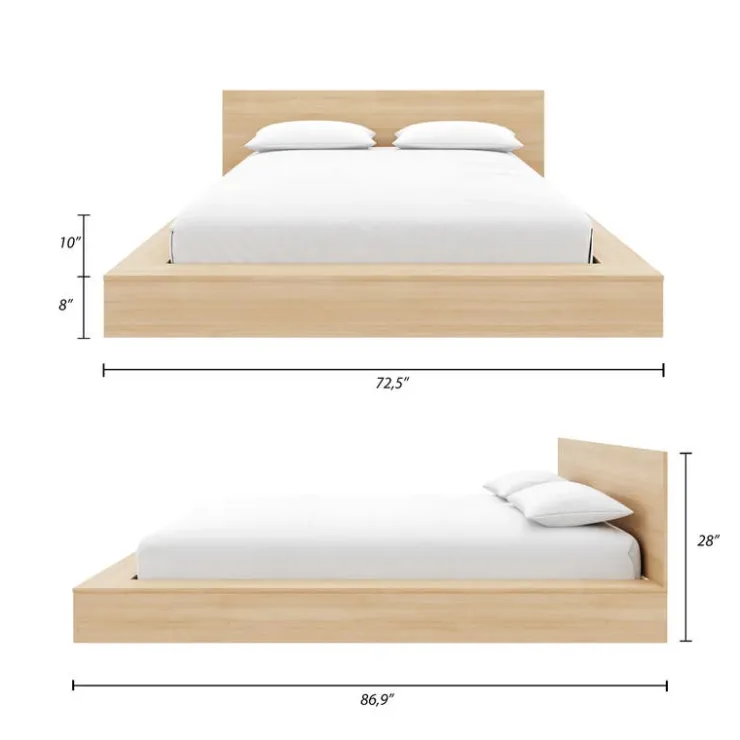 Nexera Queen Bed and Headboard (60") - Natural Blonde Oak Sale