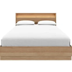 Nexera Queen Bed and Headboard with Integrated Light (60") - Brown Oak Clearance