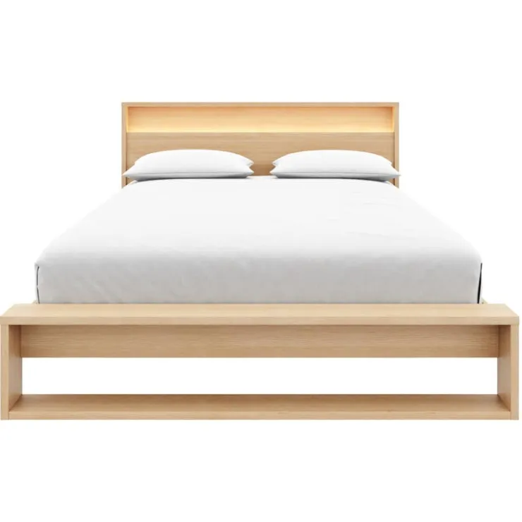 Nexera Queen Bed and Headboard with Integrated Light (60") - Natural Blonde Oak Online