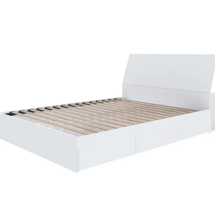 Nexera Queen Bed with 3-Drawer Storage and Headboard (60") - White Online