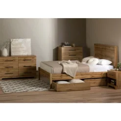 Meubles South Shore Queen Bed with 2-Drawer Storage and Headboard (60