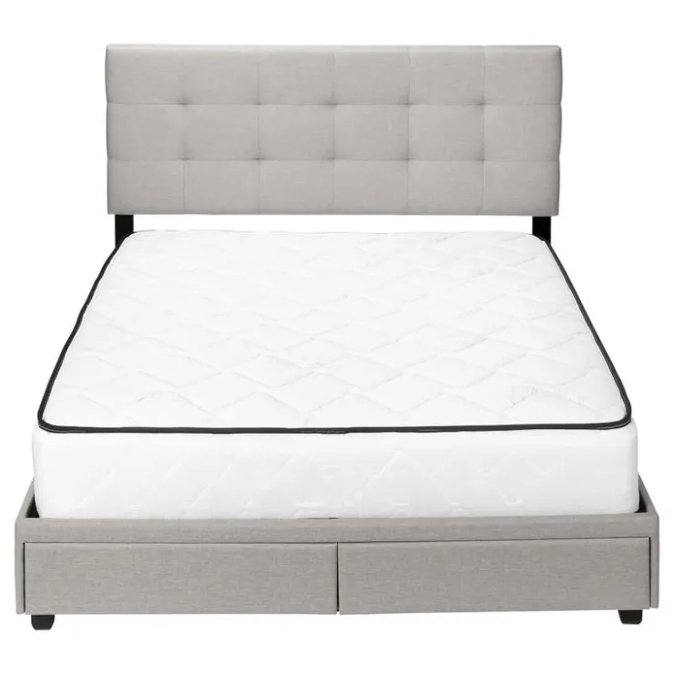 Monarch Queen Bed with 2-Drawer Storage and Headboard (60") - Grey Clearance