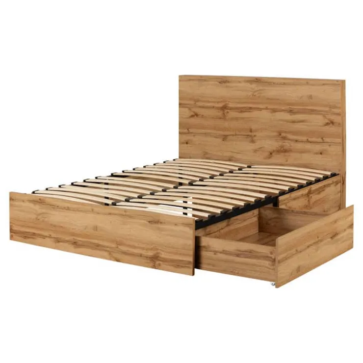 Meubles South Shore Queen Bed with 2-Drawer Storage and Headboard (60") - South Shore Brown Outlet