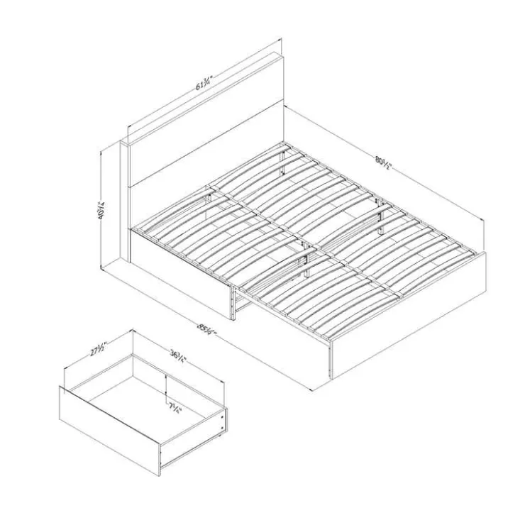 Meubles South Shore Queen Bed with 2-Drawer Storage and Headboard (60") - South Shore Brown Outlet