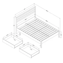 Meubles South Shore Queen Bed with 2-Drawer Storage and Headboard (60