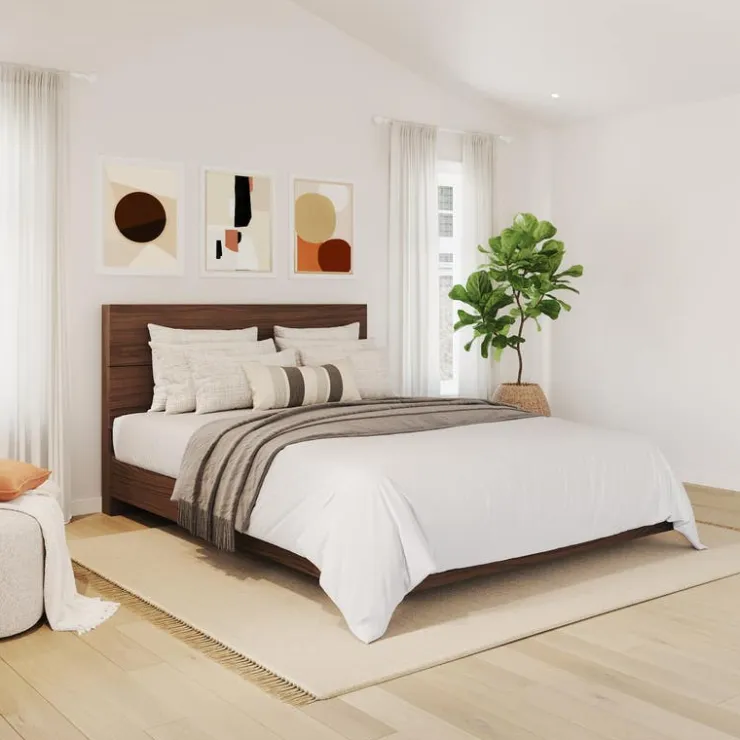 Nexera Queen Bed with Headboard (60") - Walnut Clearance