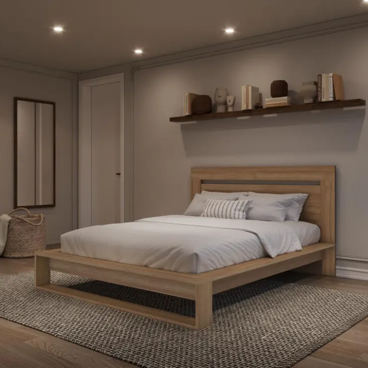 Nexera Queen Bed with Headboard (60") - Brown Oak Clearance