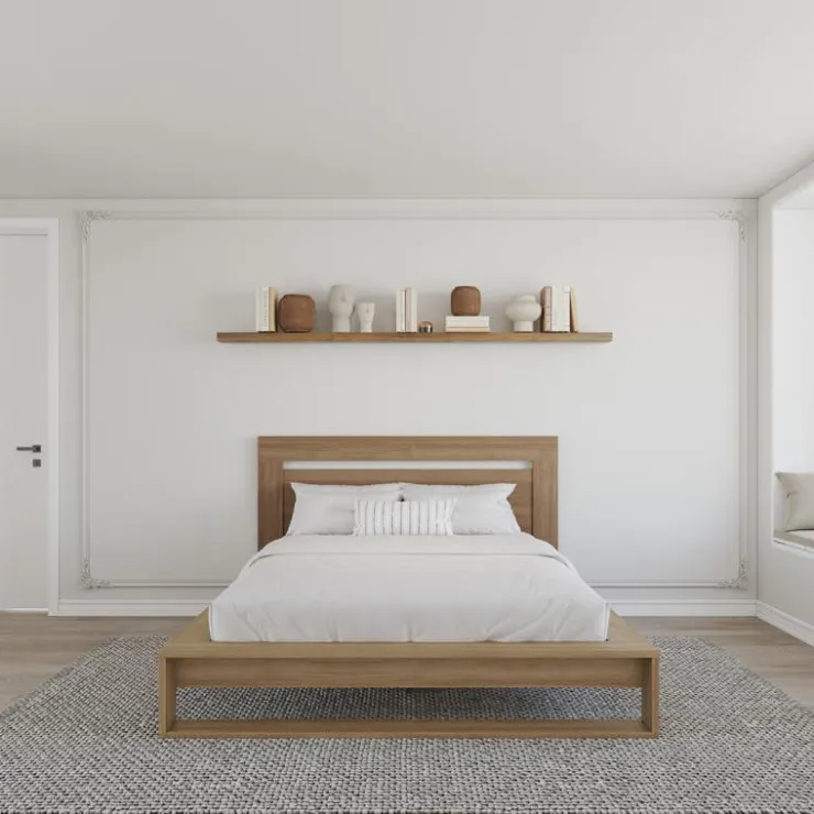 Nexera Queen Bed with Headboard (60") - Brown Oak Clearance