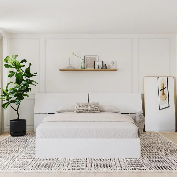Nexera Queen Bed with Headboard (60") - White Sale