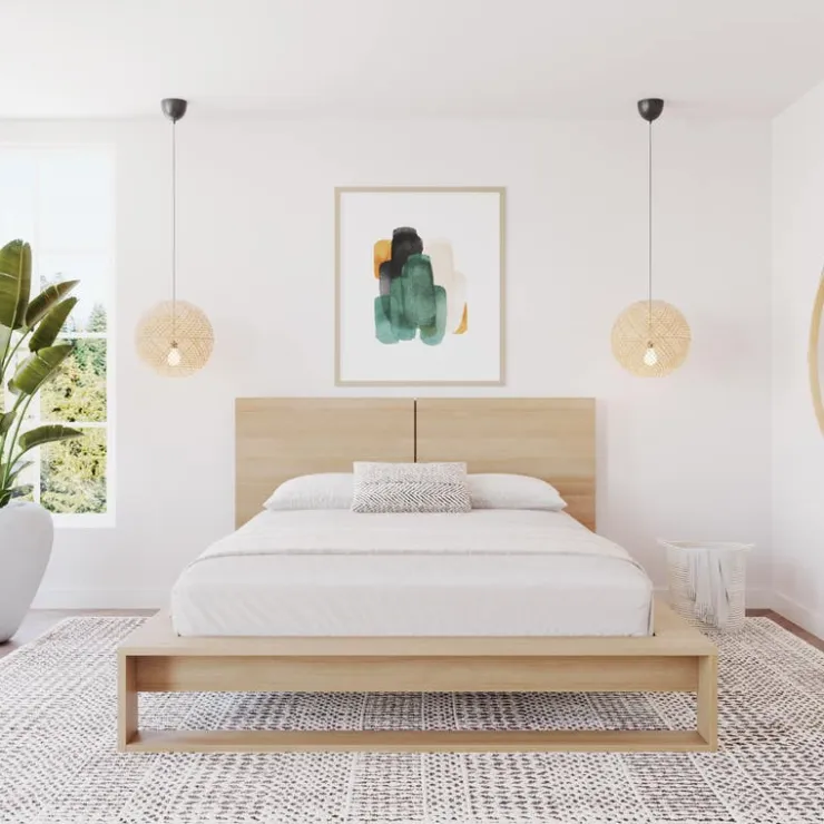 Nexera Queen Bed with Headboard (60") - Natural Blonde Oak Online