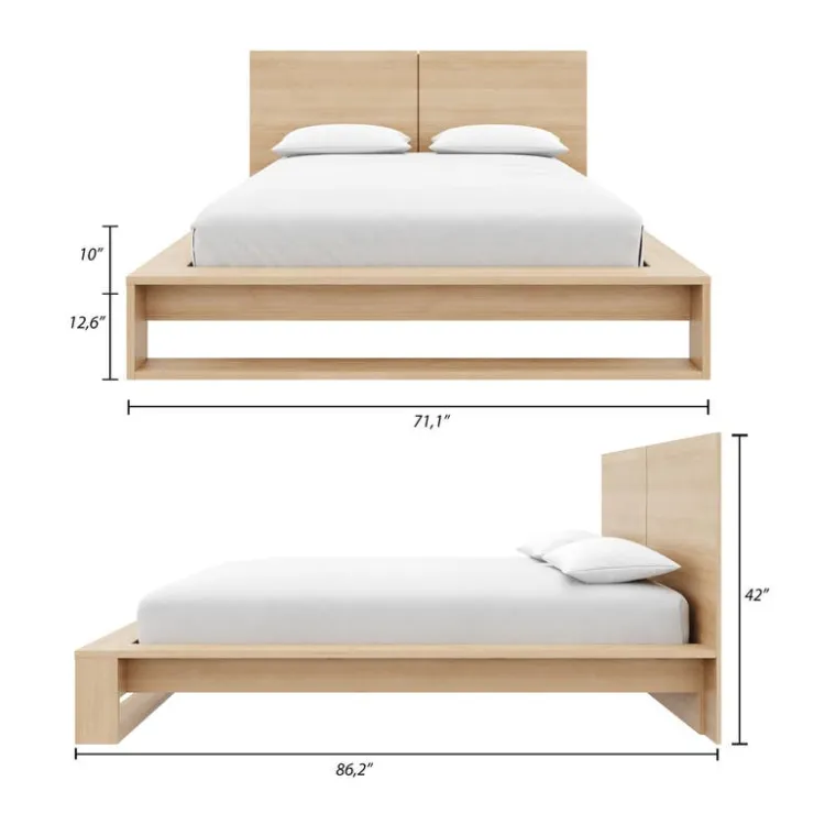 Nexera Queen Bed with Headboard (60") - Natural Blonde Oak Online