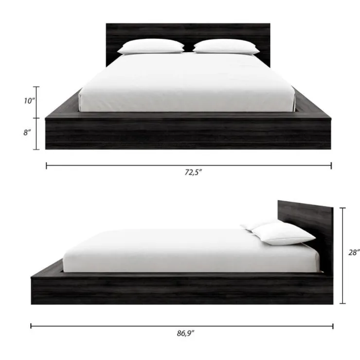 Nexera Queen Bed with Headboard (60") - Black Karisma New