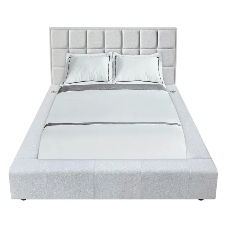 Queen Bed with Reading Lights and Console (60") Grey Clearance
