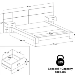 SUA-V Queen Bed with Wall Units and Nightstands (60") Fashionista Discount
