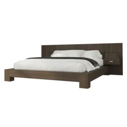 SUA-V Queen Bed with Wall Units and Nightstands (60") Brown Best