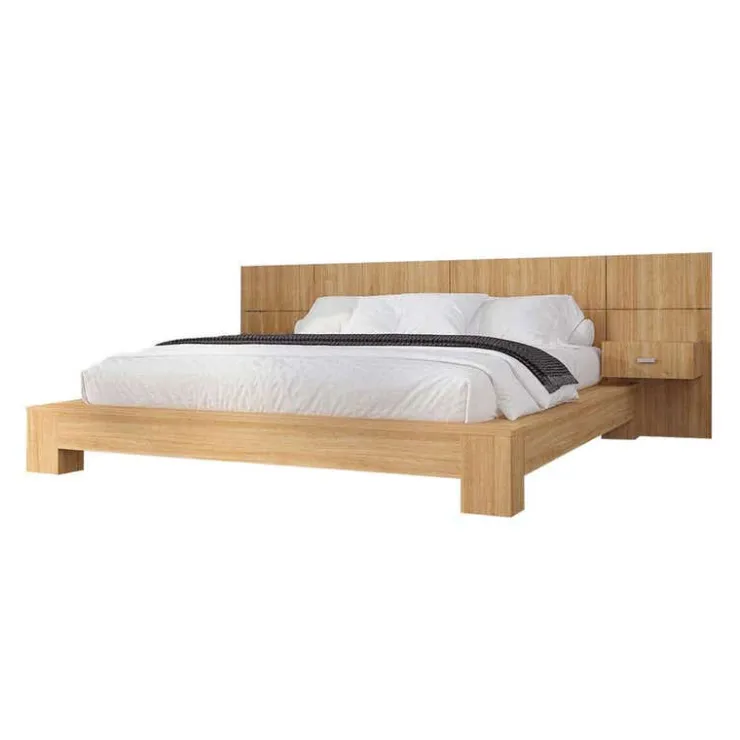 SUA-V Queen Bed with Wall Units and Nightstands (60") Natural Discount