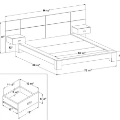 SUA-V Queen Bed with Wall Units and Nightstands (60