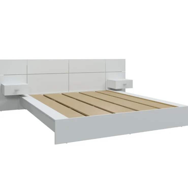 SUA-V Queen Bed with Wall Units & Nightstands (60") White Discount