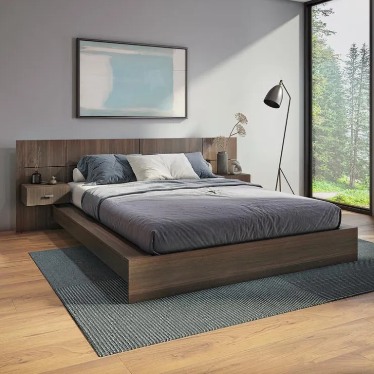 SUA-V Queen Bed with Wall Units & Nightstands (60") TAUPE Sale
