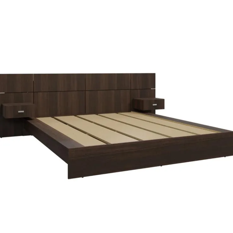 SUA-V Queen Bed with Wall Units & Nightstands (60") TAUPE Sale