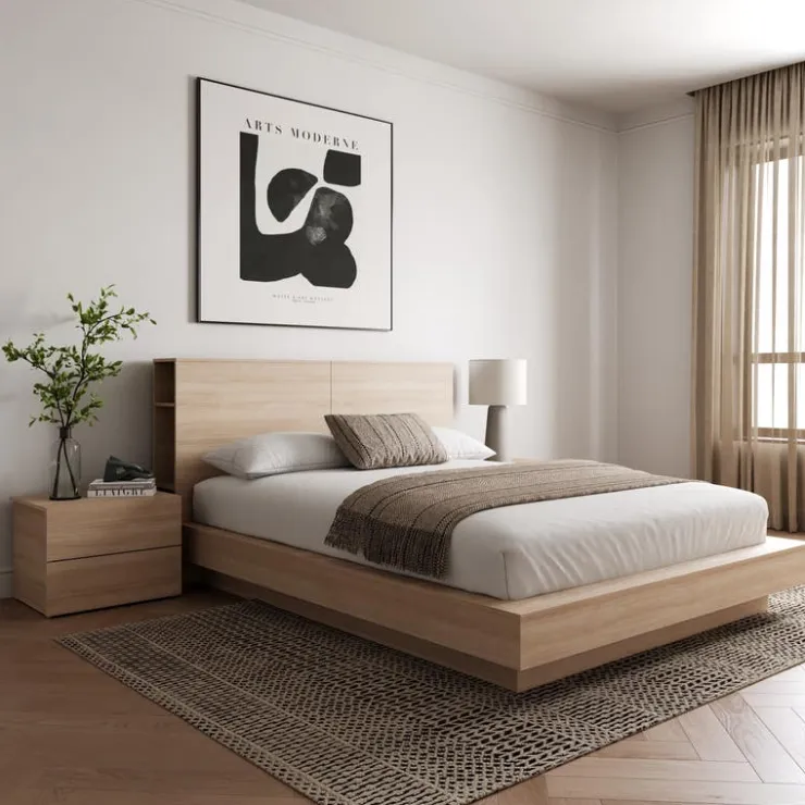Nexera Queen Bedroom Set (60") - 4 pcs - Natural Blonde Oak Hot