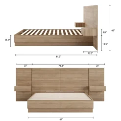 Nexera Queen Bedroom Set (60") - 4 pcs - Brown Oak Clearance