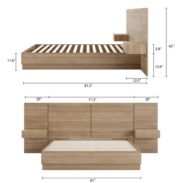 Nexera Queen Bedroom Set (60") - 4 pcs - Brown Oak Clearance