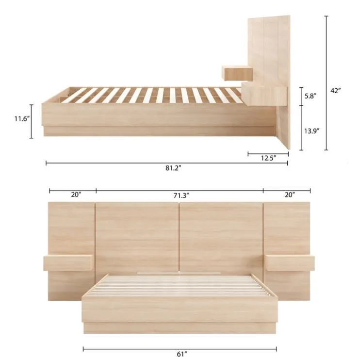Nexera Queen Bedroom Set (60") - 4 pcs - Natural Blonde Oak Hot