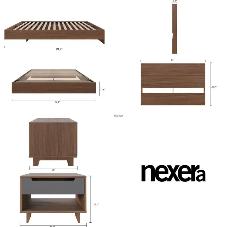 Nexera Queen Bedroom Set (60") - 3 pcs - Walnut & Charcoal Best
