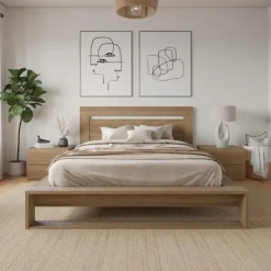 Nexera Queen Bedroom Set (60") - 4 pcs - Brown Oak Outlet