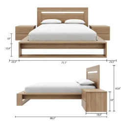 Nexera Queen Bedroom Set (60") - 4 pcs - Brown Oak Outlet