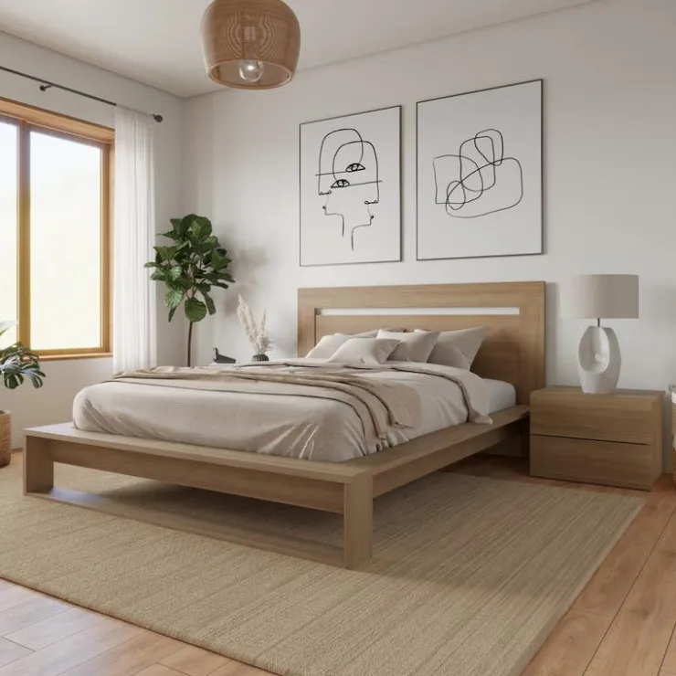 Nexera Queen Bedroom Set (60") - 4 pcs - Brown Oak Outlet