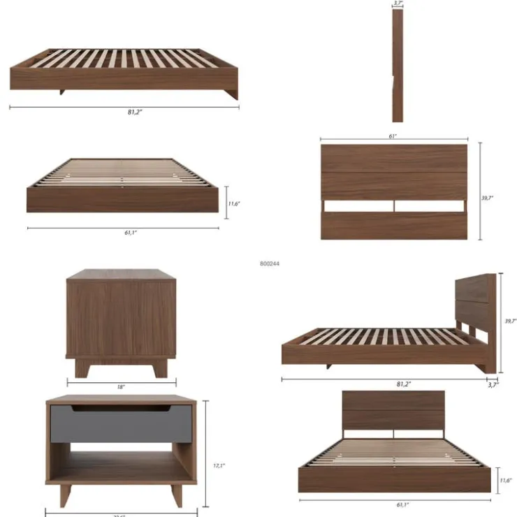 Nexera Queen Bedroom Set (60") - 4 pcs - Walnut & Charcoal Best