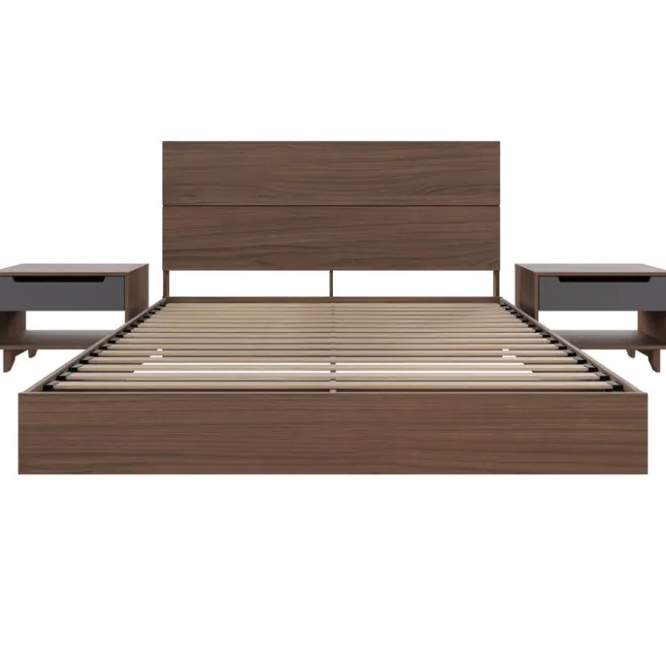 Nexera Queen Bedroom Set (60") - 4 pcs - Walnut & Charcoal Best