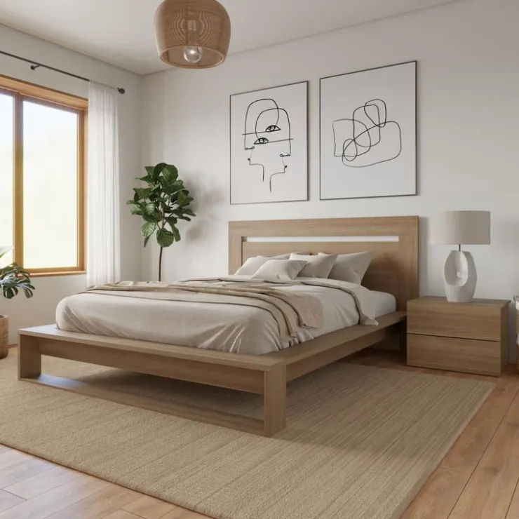Nexera Queen Bedroom Set (60") - 3 pcs - Brown Oak Hot