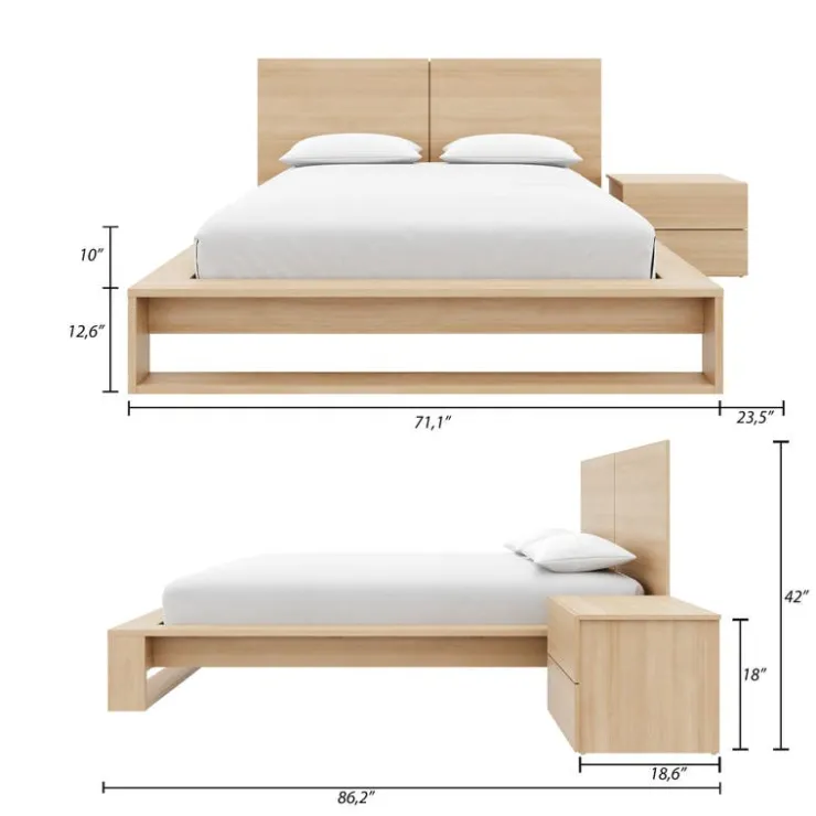 Nexera Queen Bedroom Set (60") - 3 pcs - Natural Blonde Oak Outlet