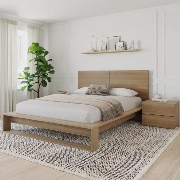 Nexera Queen Bedroom Set (60") - 4 pcs - Brown Oak Online