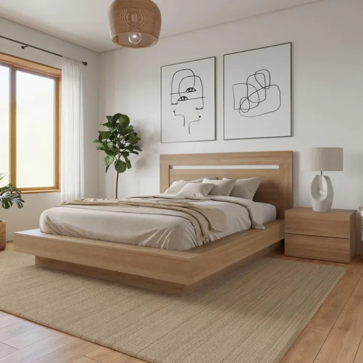 Nexera Queen Bedroom Set (60") - 3 pcs - Brown Oak Online