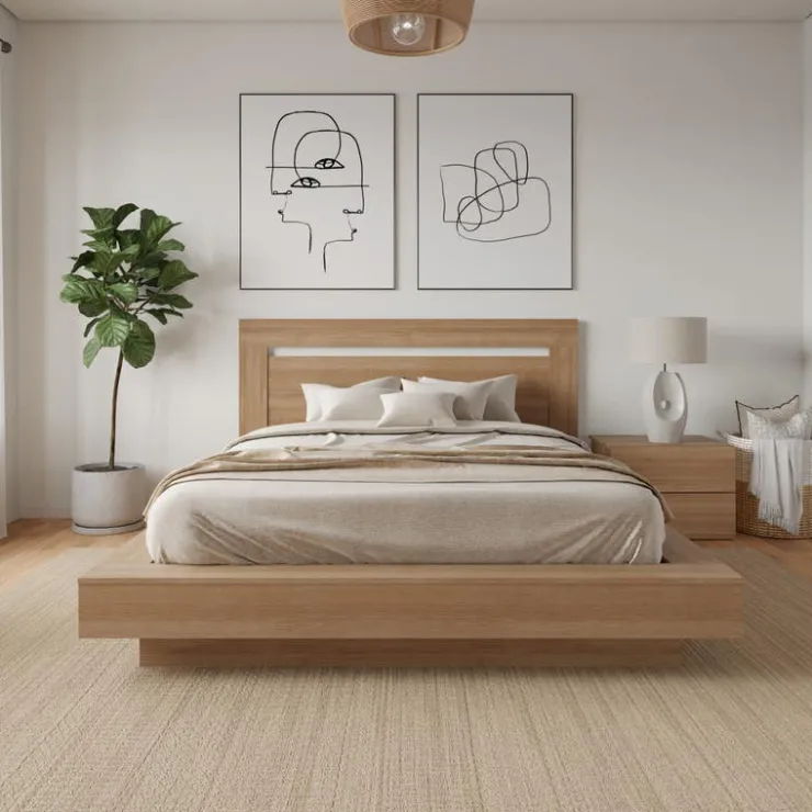 Nexera Queen Bedroom Set (60") - 3 pcs - Brown Oak Online