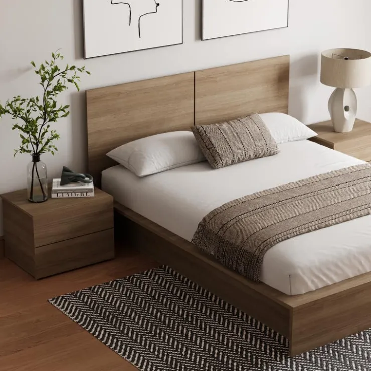 Nexera Queen Bedroom Set (60") - 4 pcs - Brown Oak Clearance