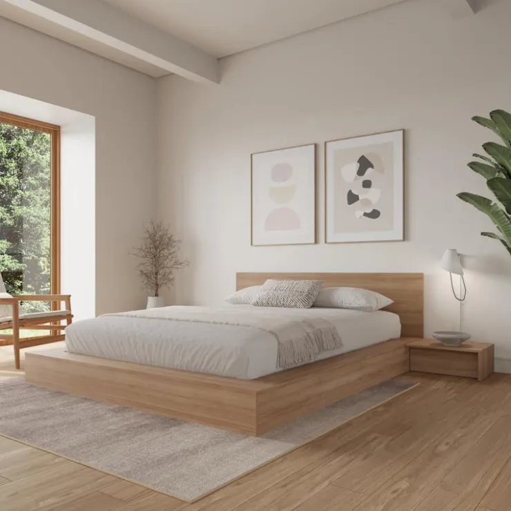 Nexera Queen Bedroom Set (60") - 4 pcs - Brown Oak Clearance