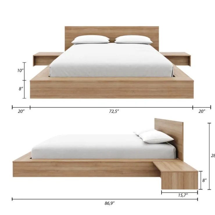 Nexera Queen Bedroom Set (60") - 4 pcs - Brown Oak Clearance